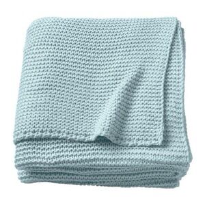 IKEA Light Blue Knitted Throw Blanket